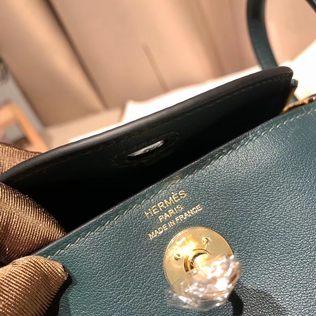 에르메스 미니 린디백19 그린 금장